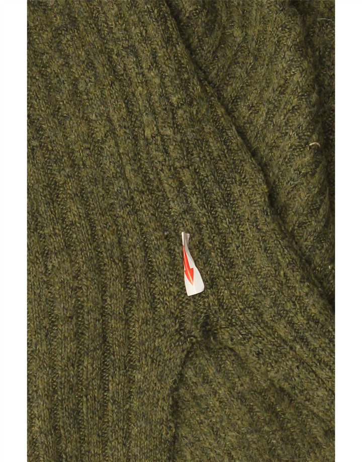 Marks & Spencer Jersey con cuello y cremallera para hombre, acrílico verde grande