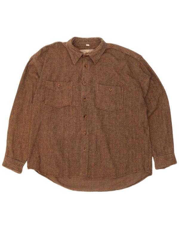 Chaser Camisa de franela para hombre Talla 16 Algodón a rayas marrón grande