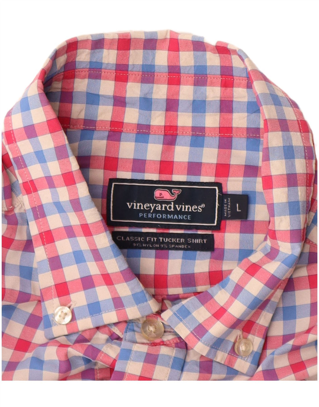 VINEYARD VINES Camisa de corte clásico para hombre, talla grande, nailon a cuadros multicolor