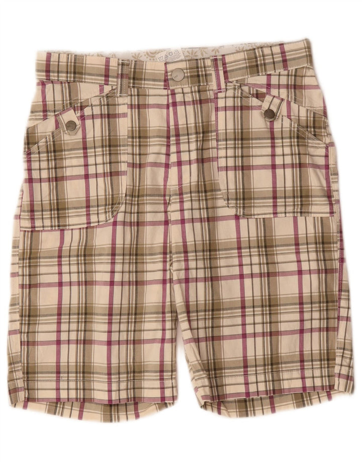 Lee - Pantalones cortos casuales para mujer US 8 mediano W30 beige a cuadros de algodón