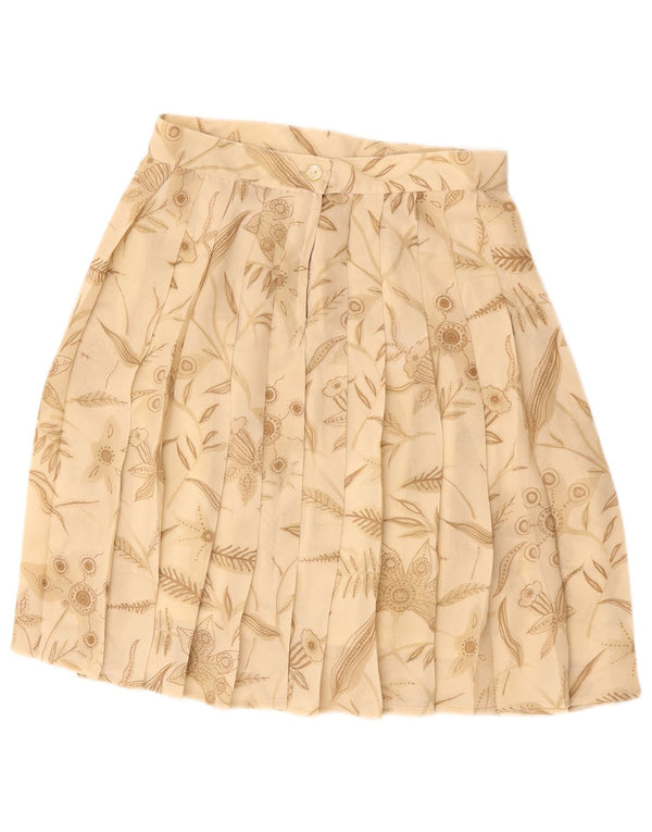 VINTAGE Falda plisada de una línea para mujer Mediana W28 Poliéster floral beige