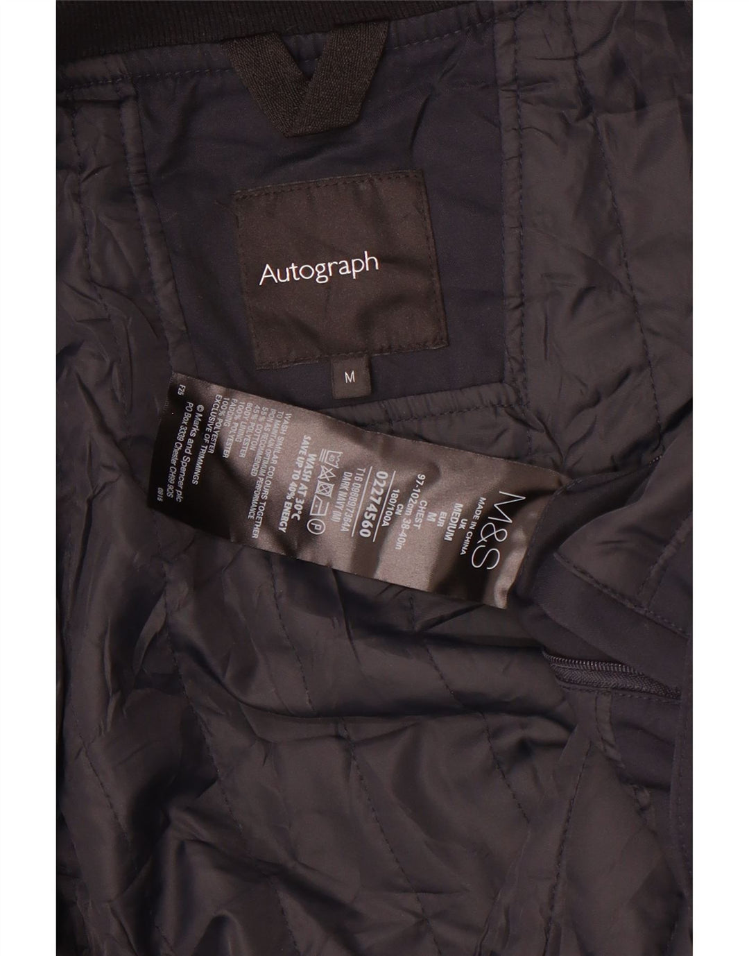 Marks & Spencer Chaqueta Acolchada Autograph para Hombre UK 38 Mediana Azul Marino Algodón