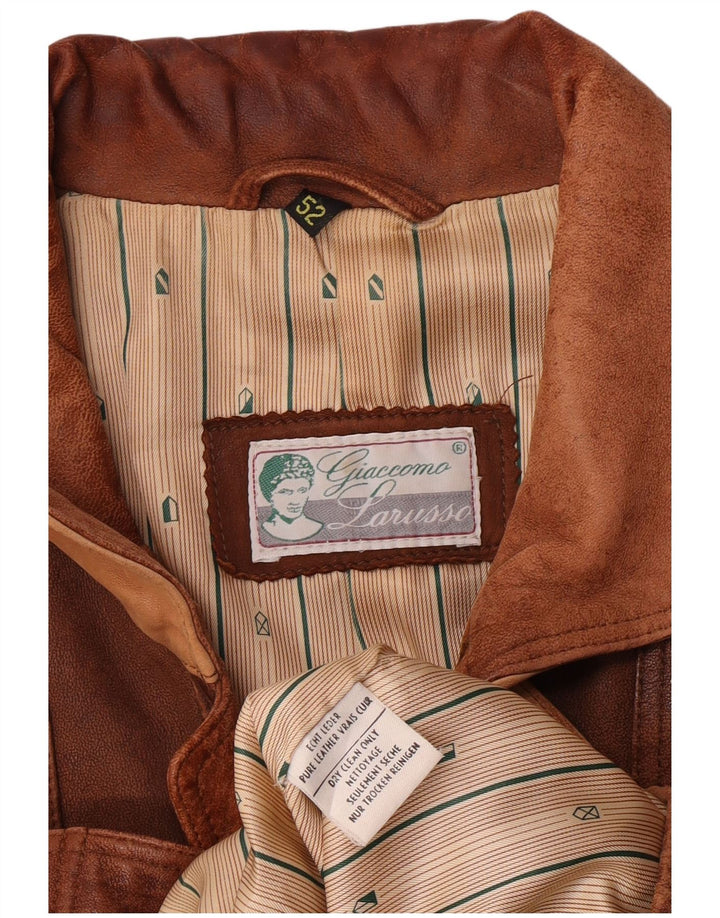 Giaccomo Larusso Chaqueta de cuero para hombre IT 52 XL Cuero marrón