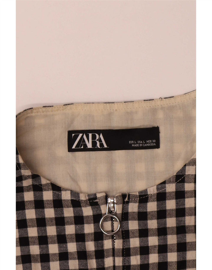 Zara Chaqueta Bomber para Mujer Reino Unido 46 Grande Algodón a Cuadros Negro