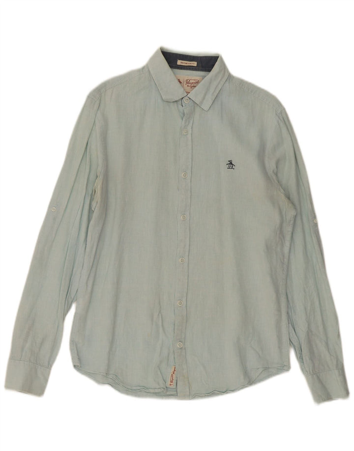 Penguin Camisa Heritage Slim Fit para Hombre Azul Pequeño