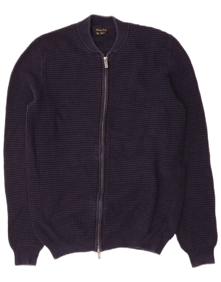 Massimo Dutti Jersey Cárdigan Hombre Mediano Azul Marino Algodón