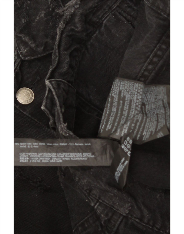 ZARA Chaqueta vaquera desgastada para hombre UK 36 Small Algodón negro