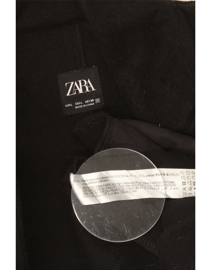 Zara Mujer Abrigo UK 46 Grande Poliéster Negro