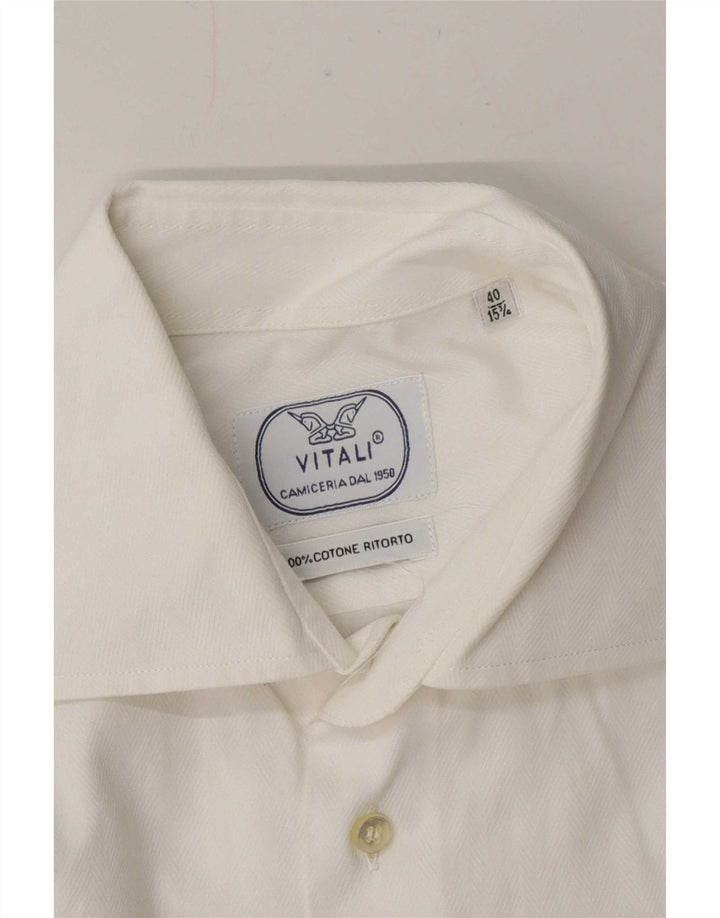 Camisa Vitali para hombre talla 40 15 3/4 mediana algodón blanco