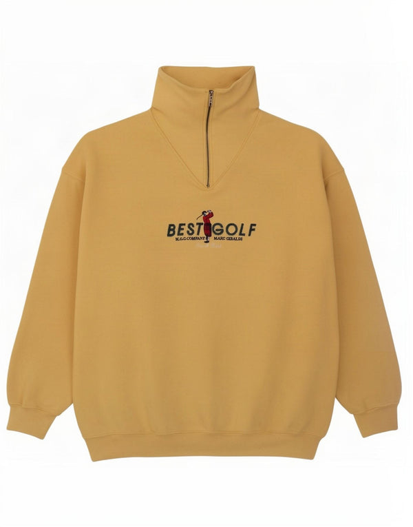 Marc Gibaldi Mens Golf Graphic Zip Neck Sudadera Jumper Grande Amarillo