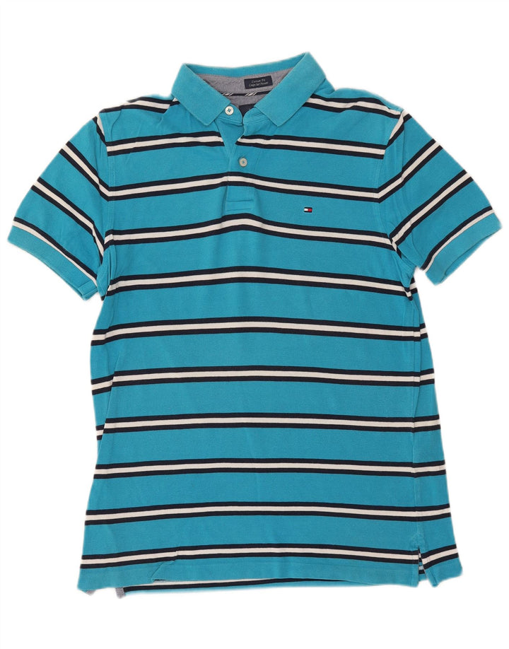 Tommy Hilfiger Polo de ajuste personalizado para hombre de algodón a rayas azul medio