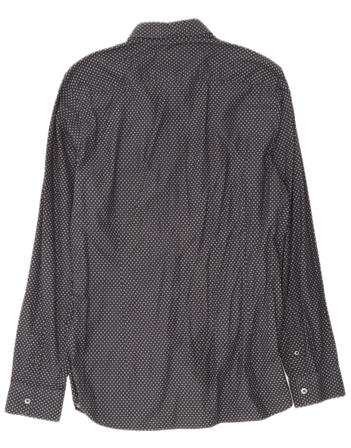 Ted Baker Camisa para hombre Talla 3 Algodón manchado gris medio