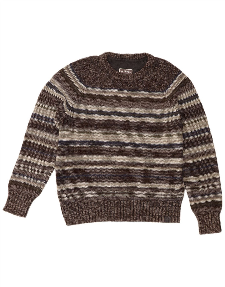 Jersey De Hombre Con Cuello Redondo De Algodón A Rayas Gris Medio De Fat Face