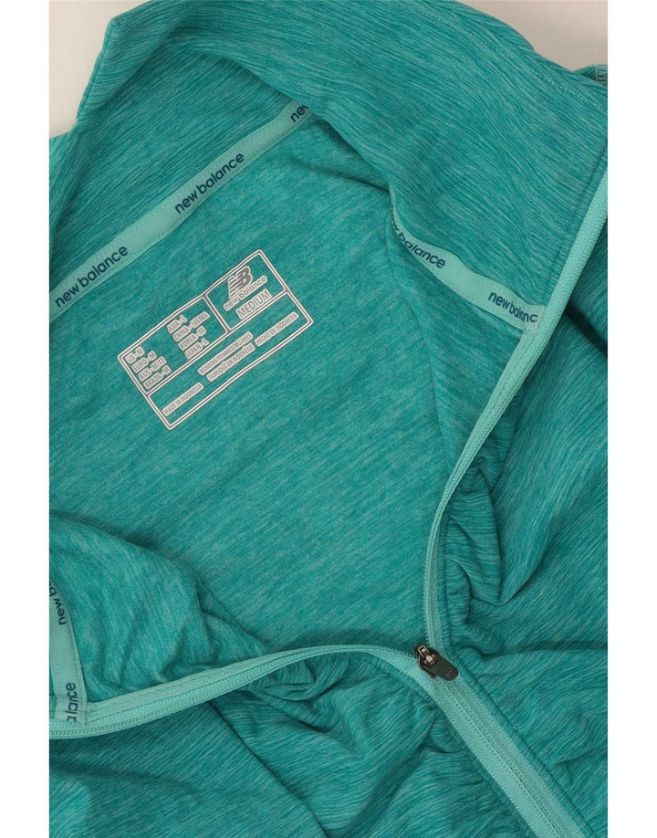 New Balance Mujer Zip Neck Jersey Chándal Top UK 12 Verde Medio