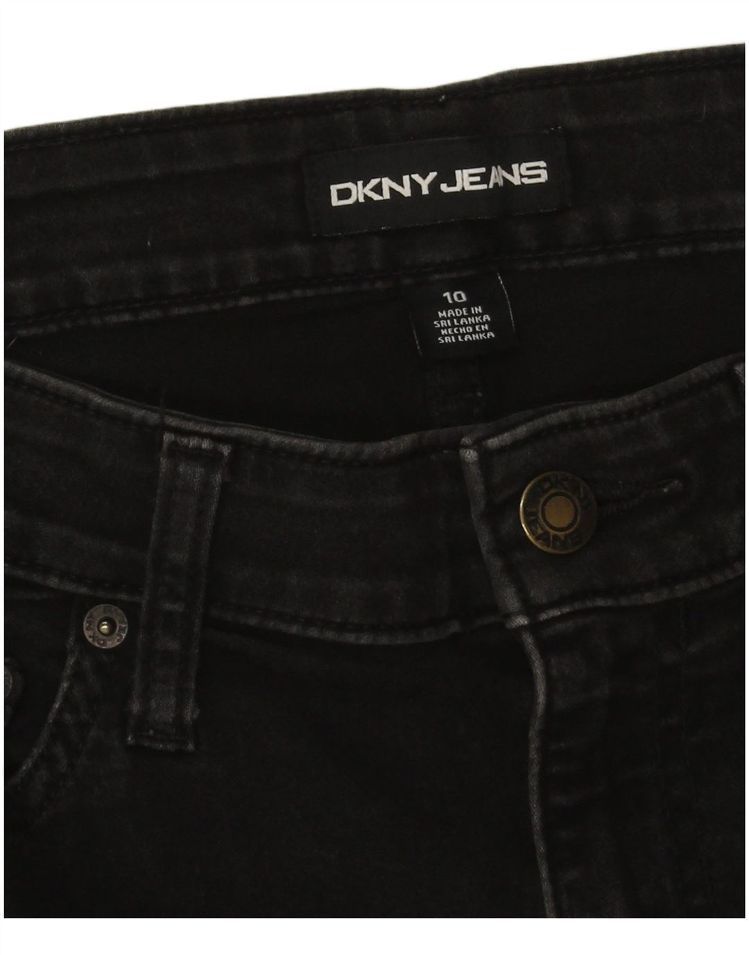 Dkny Pantalones cortos de mezclilla para mujer US 10 Medium W28 Algodón negro