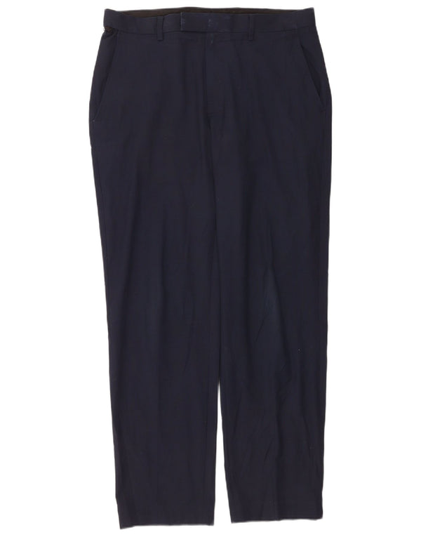 Marks & Spencer Pantalón de traje de corte regular para hombre W32 L31 Poliéster azul marino