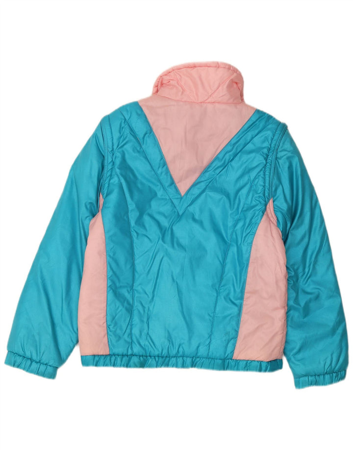 Chaqueta cortavientos vintage para mujer IT 44 Poliéster color block azul medio