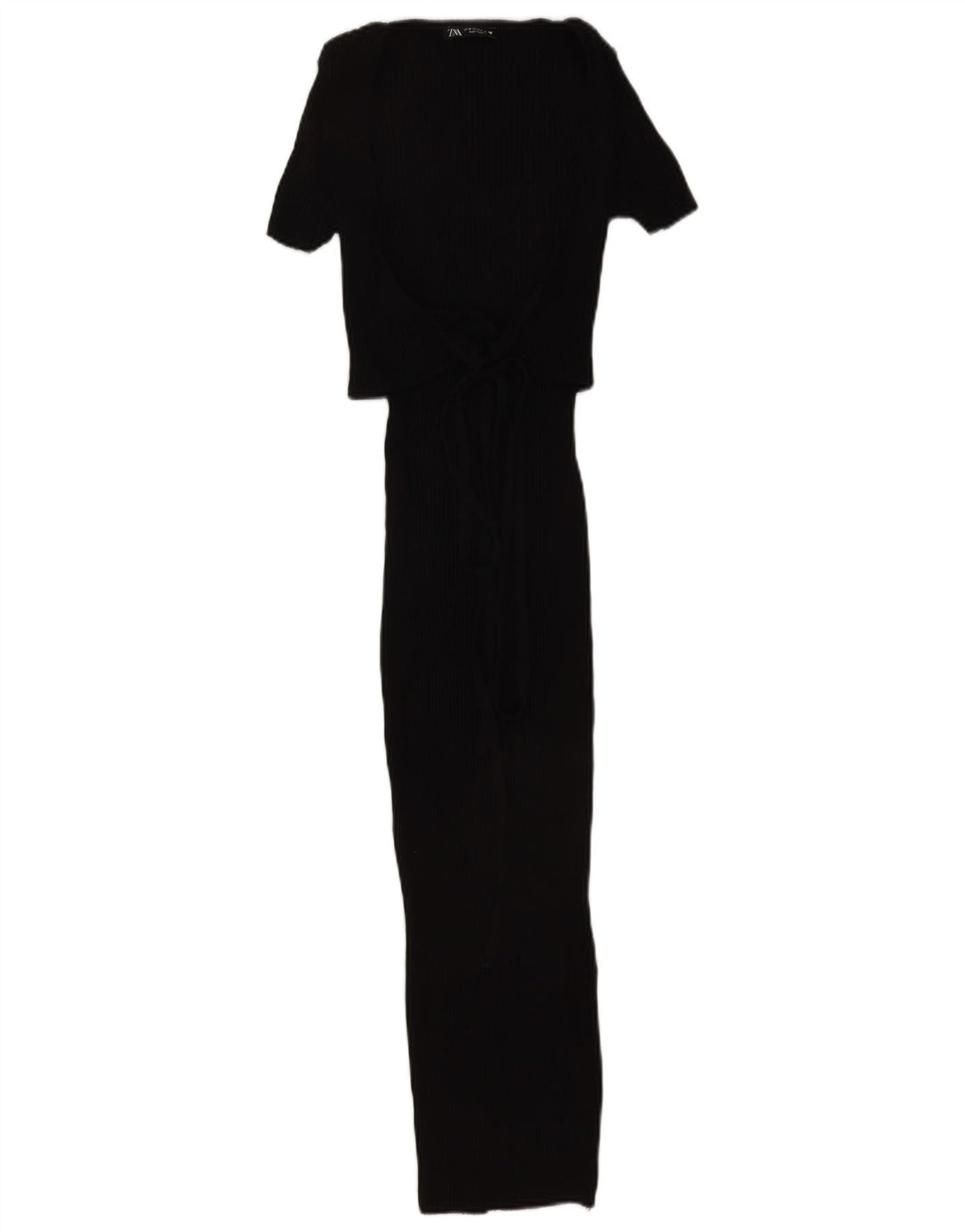 Zara Mujer Maxi Vestido UK 42 Mediano Algodón Negro