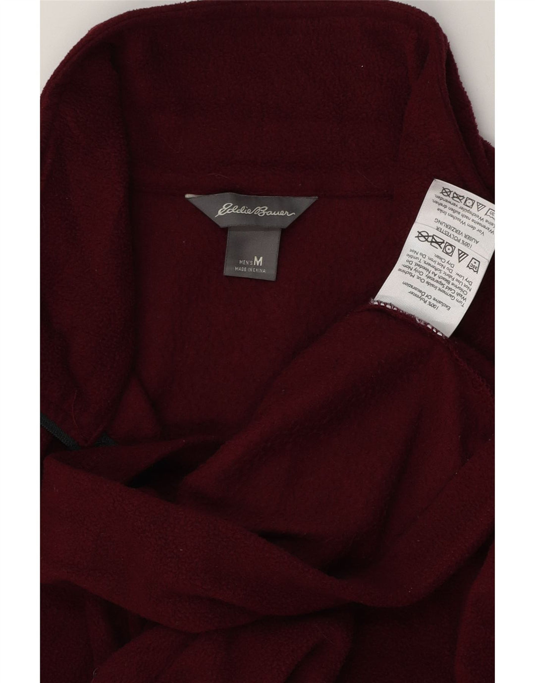 Eddie Bauer Jersey de forro polar con cuello y cremallera para hombre Poliéster granate mediano