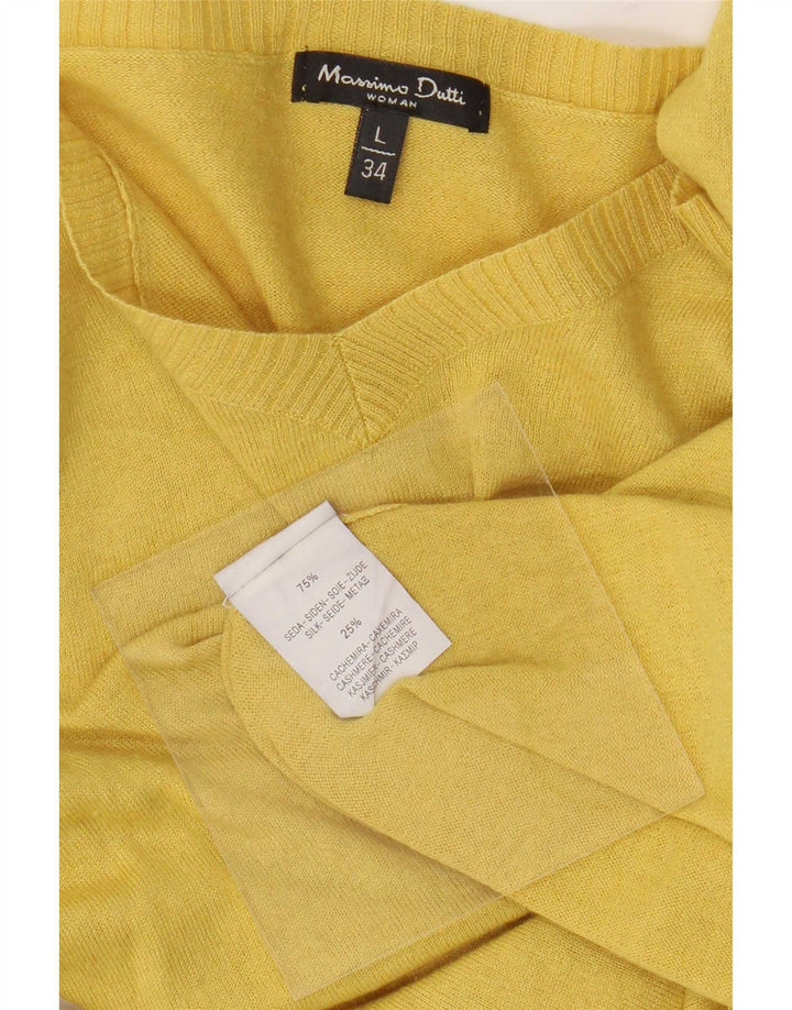 Massimo Dutti Jersey con Cuello en V para Mujer UK 44 Large Seda Amarilla