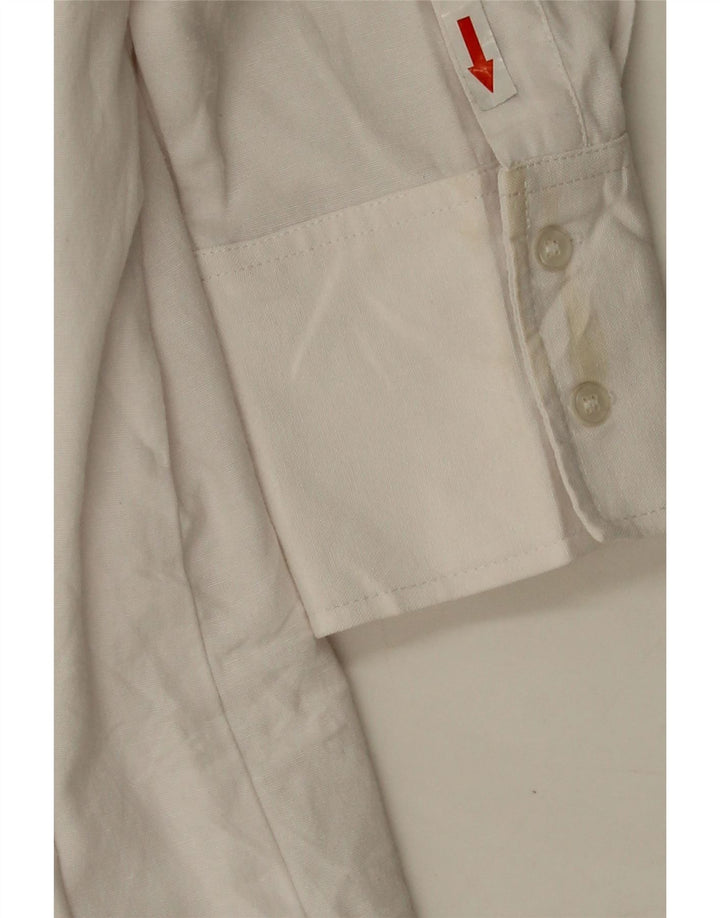 Zara Mujer Camisa Extragrande UK 44 Mediana Algodón Blanco