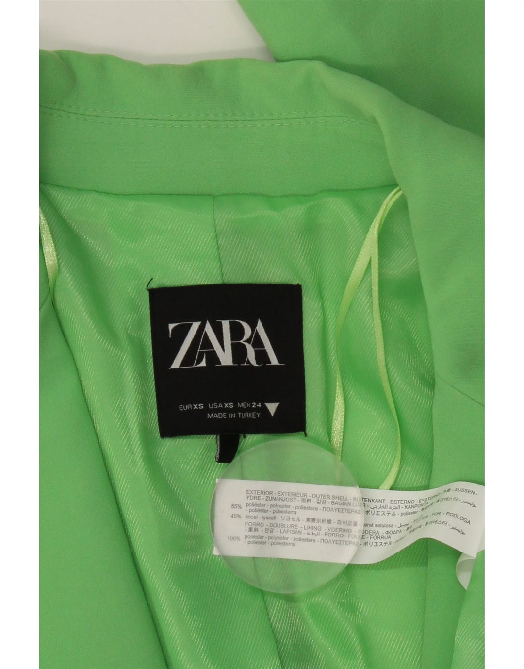 Zara Chaqueta tipo blazer extragrande con 1 botón para mujer UK 6 XS Poliéster verde