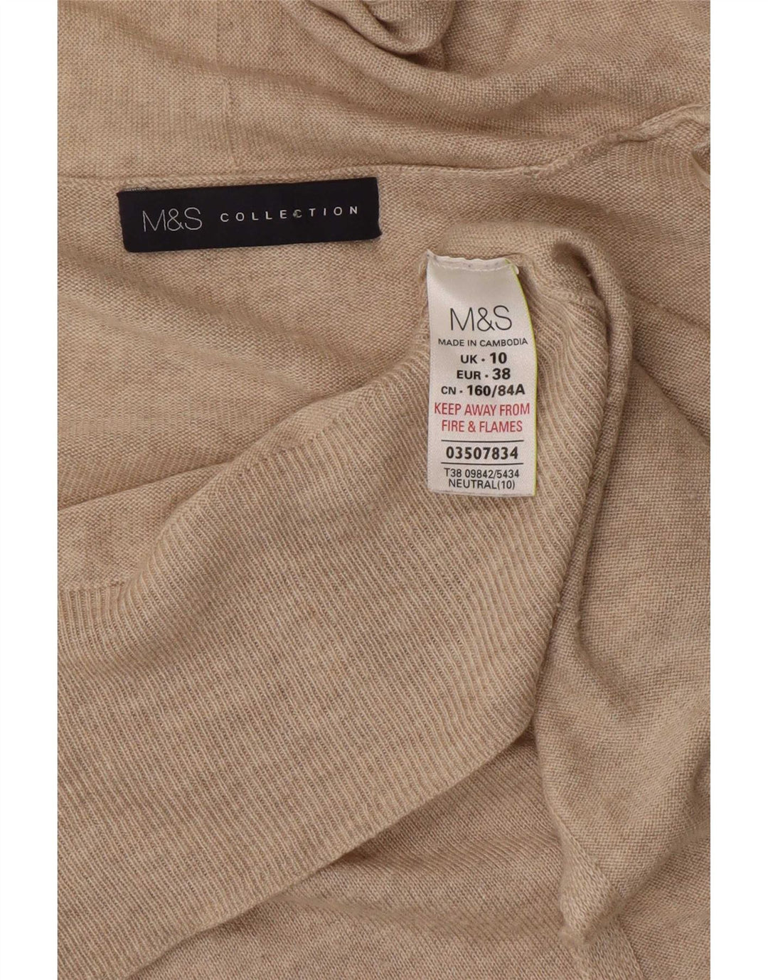 Marks & Spencer Suéter tipo cárdigan abierto de gran tamaño para mujer UK 10 Small Beige