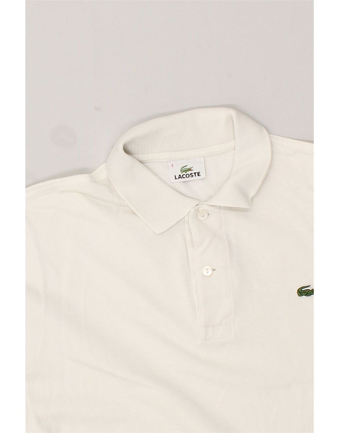 LACOSTE Polo para hombre talla 3 pequeño algodón blanco