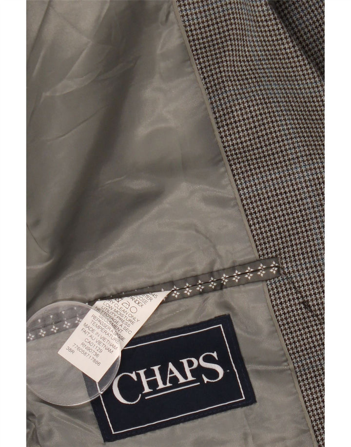 CHAPS Chaqueta tipo blazer de 2 botones para hombre UK 38 Poliéster de pata de gallo gris medio