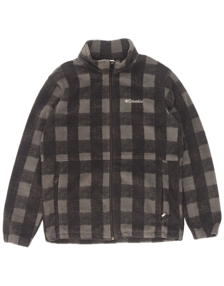 Columbia Chaqueta polar para hombre UK 40 Large Grey Check Poliéster