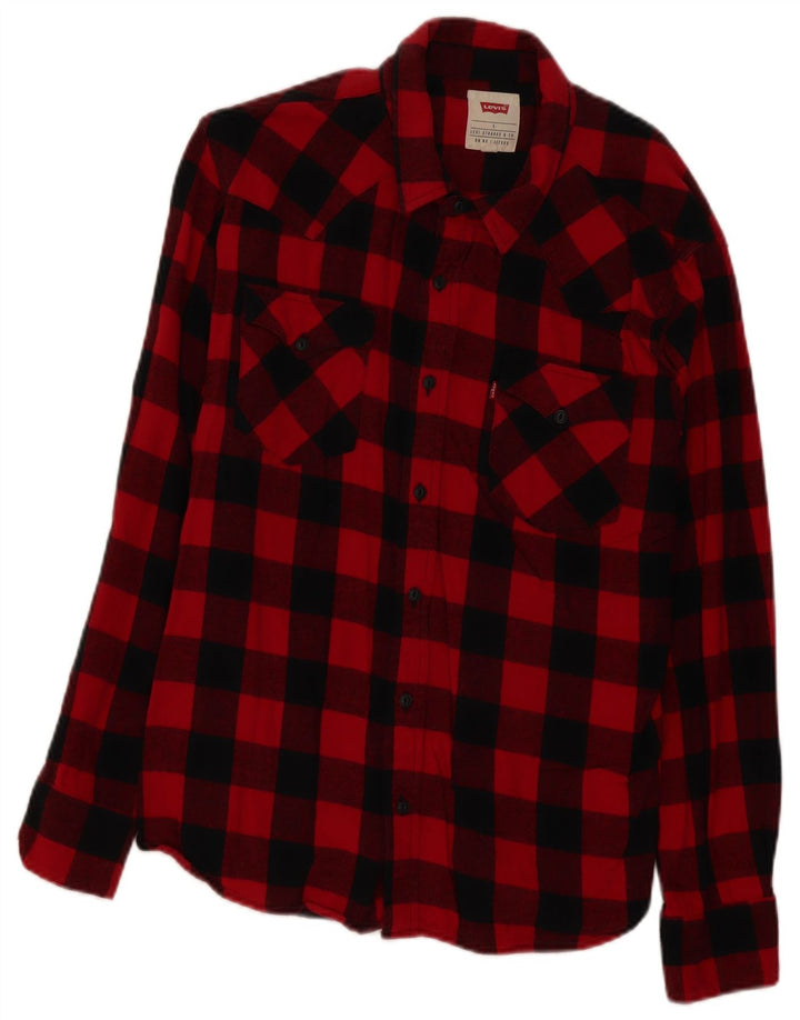 Levi's Camisa De Franela De Algodón A Cuadros Rojos Grandes Para Hombre