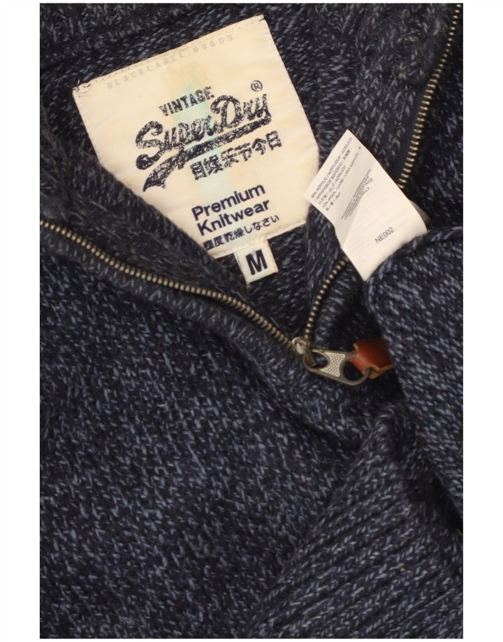 Superdry Suéter tipo jersey con cremallera en el cuello para mujer, Reino Unido 44, mediano, azul marino moteado