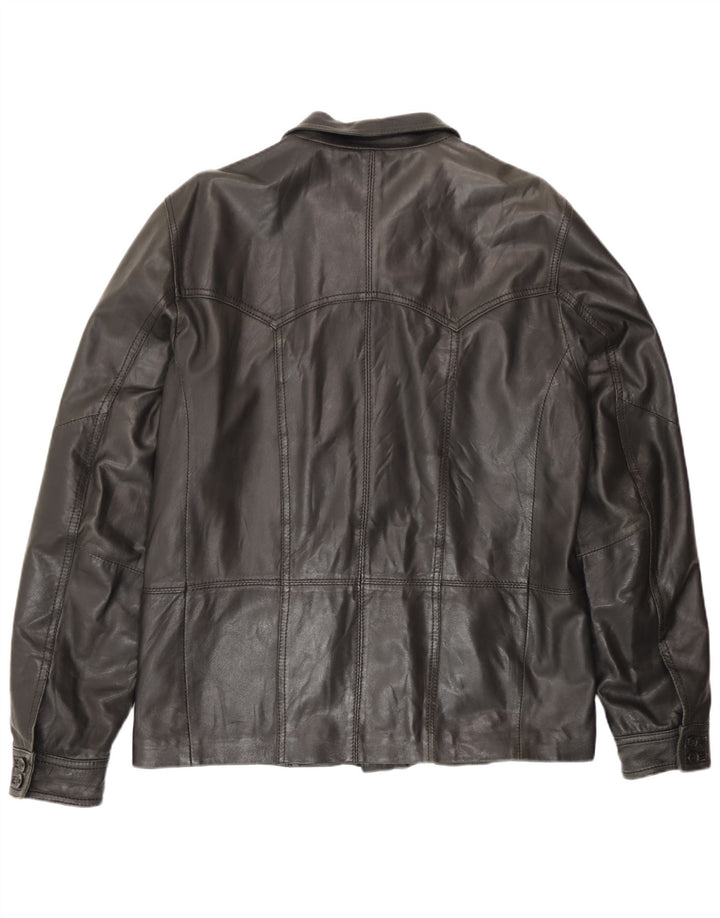 Zen Chaqueta de cuero para hombre IT 52 Cuero negro grande