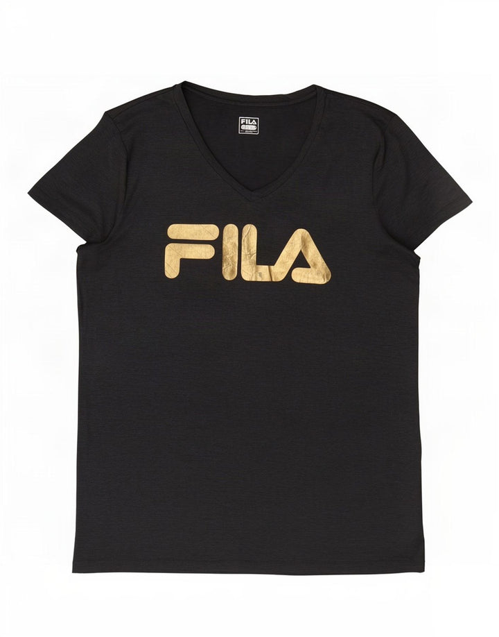 Fila Camiseta gráfica para mujer Top UK 46 Poliéster moteado gris grande