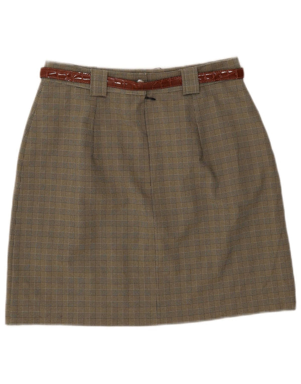 Vintage mujer A-Line falda IT 46 grande W28 caqui comprobar poliéster