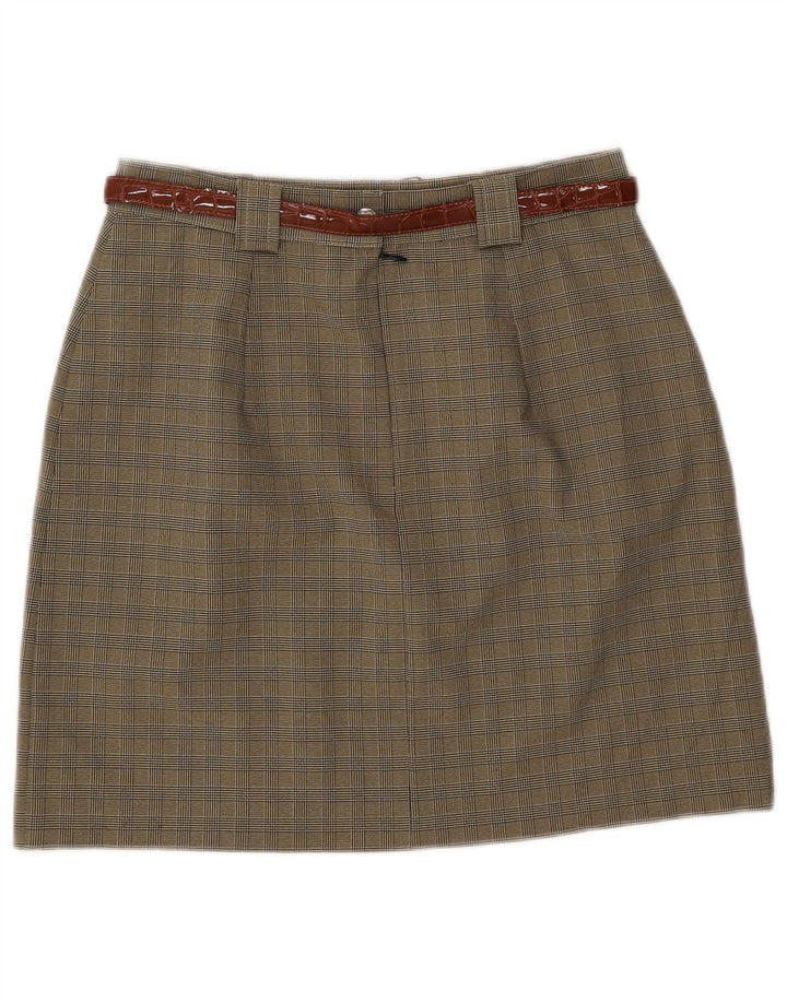 Vintage mujer A-Line falda IT 46 grande W28 caqui comprobar poliéster