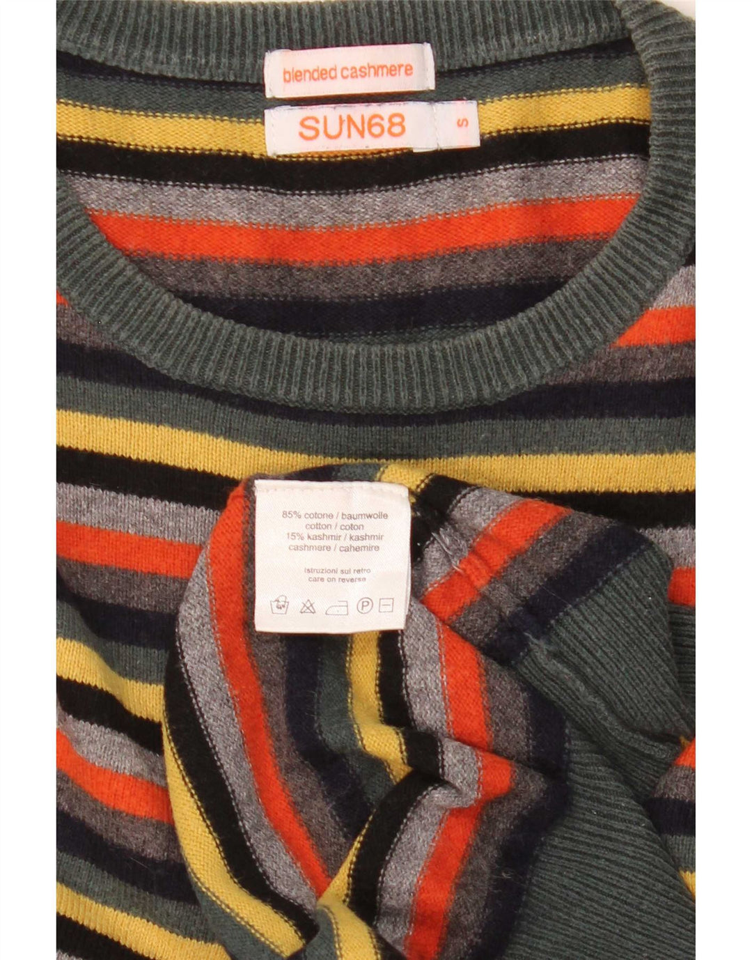 Sun68 Jersey De Cuello Redondo Para Hombre Pequeño Algodón A Rayas Multicolor