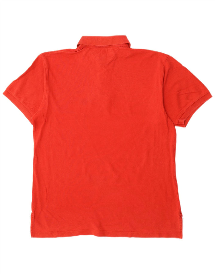 TOMMY HILFIGER Mens Polo Shirt Large Red Cotton