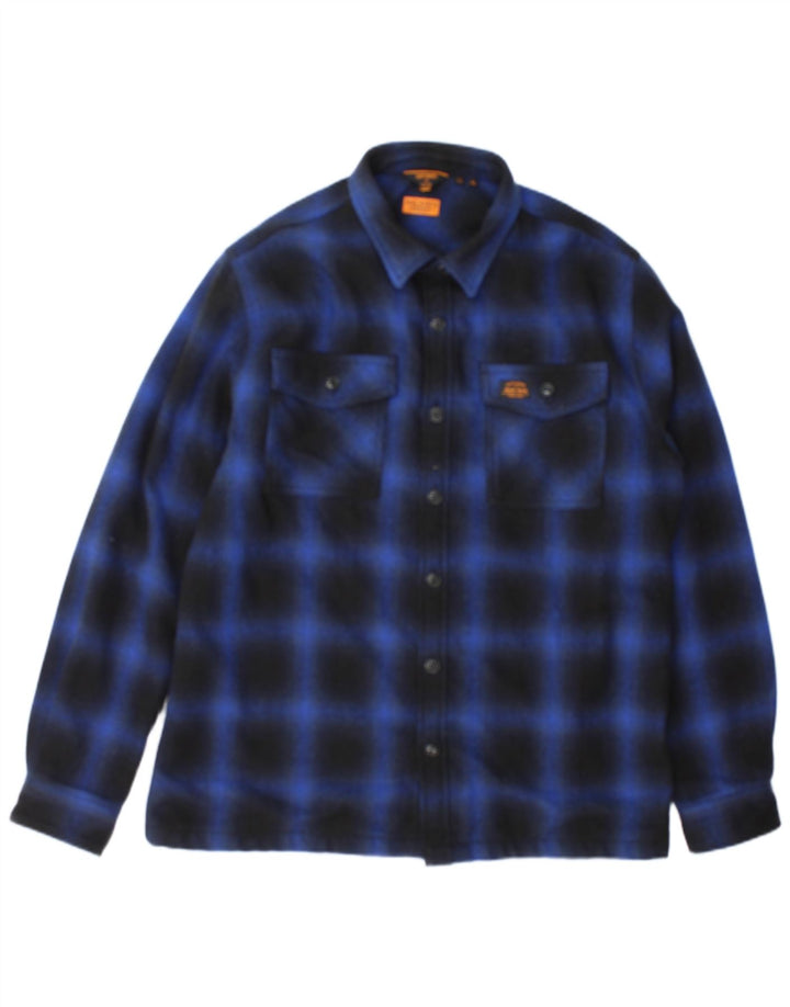 Superdry Camisa De Franela Lumberjack Para Hombre XL Poliéster A Cuadros Azul Marino