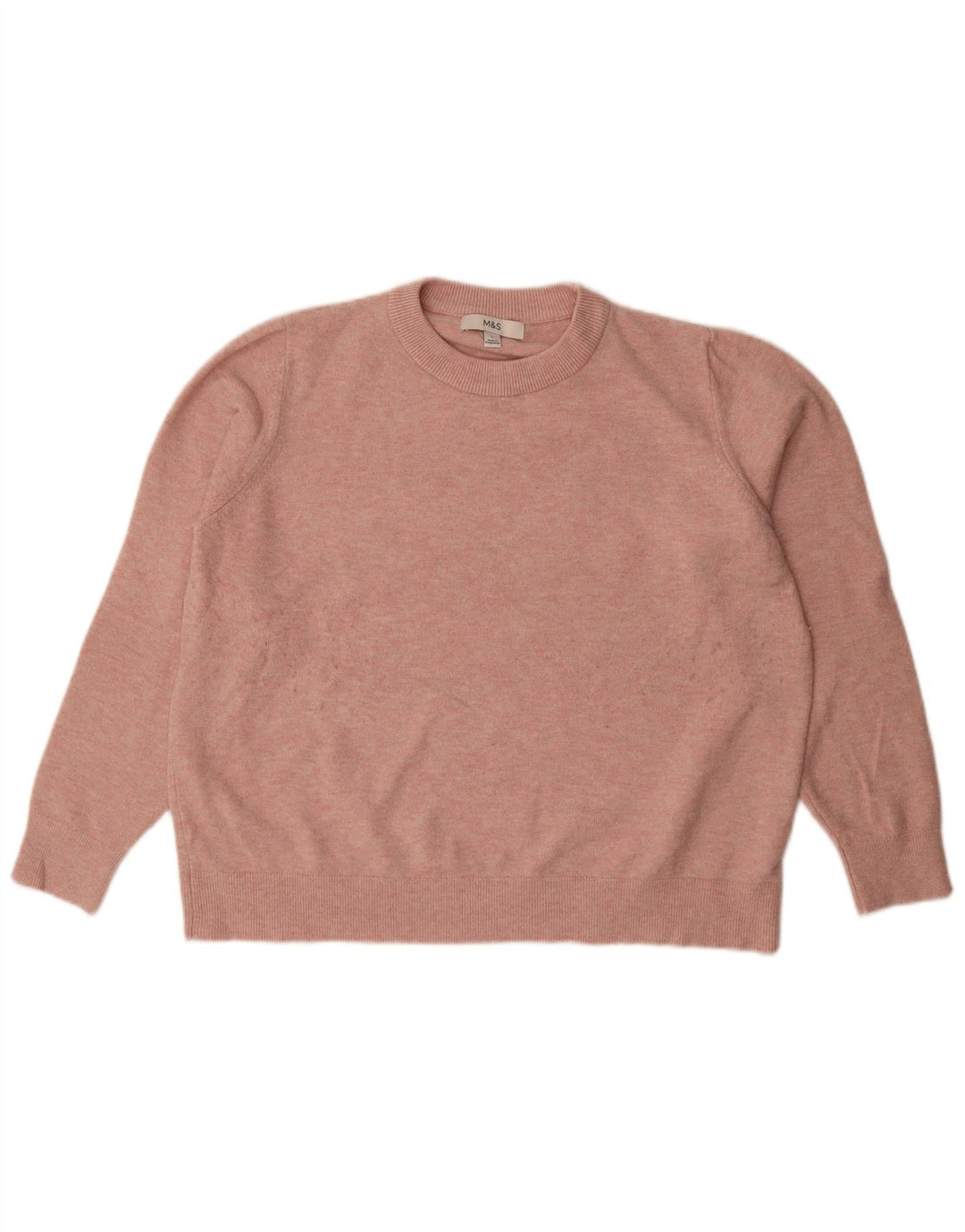 Marks & Spencer Jersey extragrande con cuello redondo para mujer, talla 40, color rosa