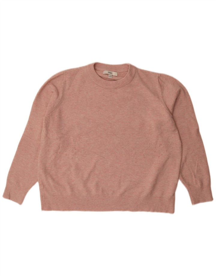 Marks & Spencer Jersey extragrande con cuello redondo para mujer, talla 40, color rosa