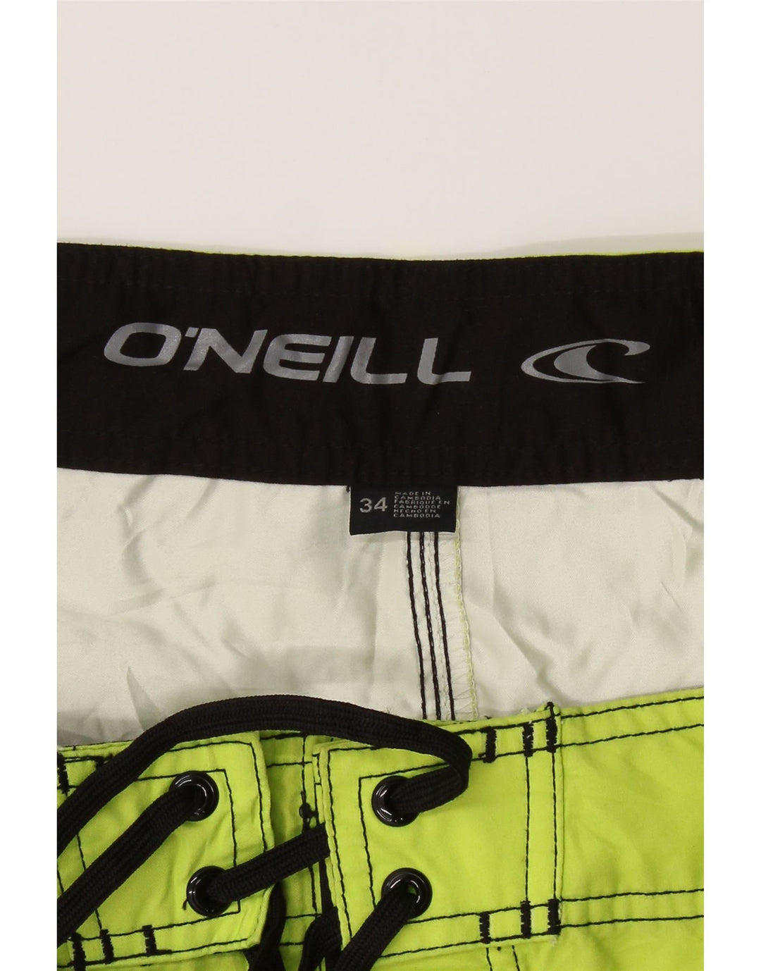 O'NEILL Mens Swimming Shorts Large  Black Striped Polyester Vintage O'Neill and Second-Hand O'Neill from Messina Hembry 