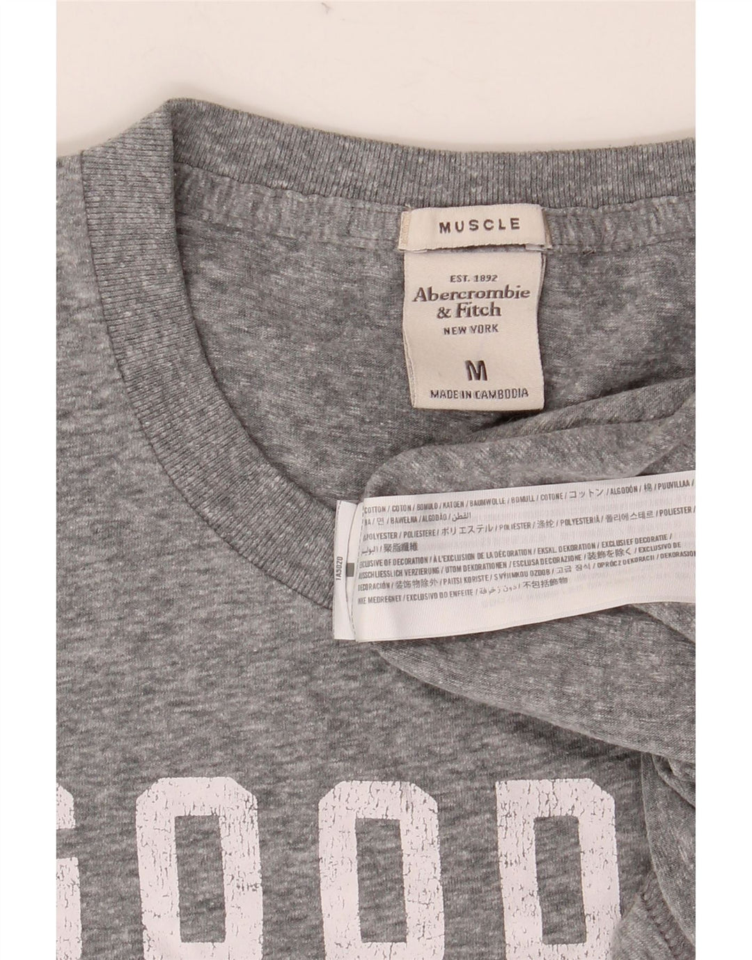 Abercrombie & Fitch Camiseta con gráfico muscular para hombre Top Algodón gris medio