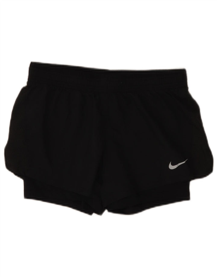 NIKE Pantalones cortos deportivos Dri Fit para mujer UK 10 Small Poliéster negro