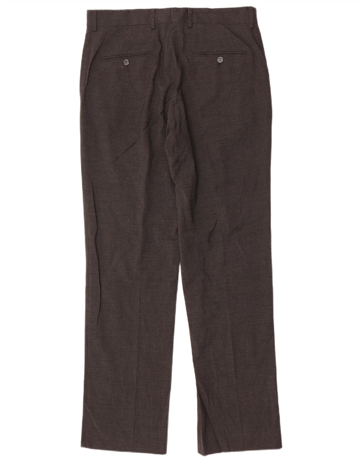 Zara Pantalón de traje recto para hombre EU 42 Large W32 L33 Poliéster gris