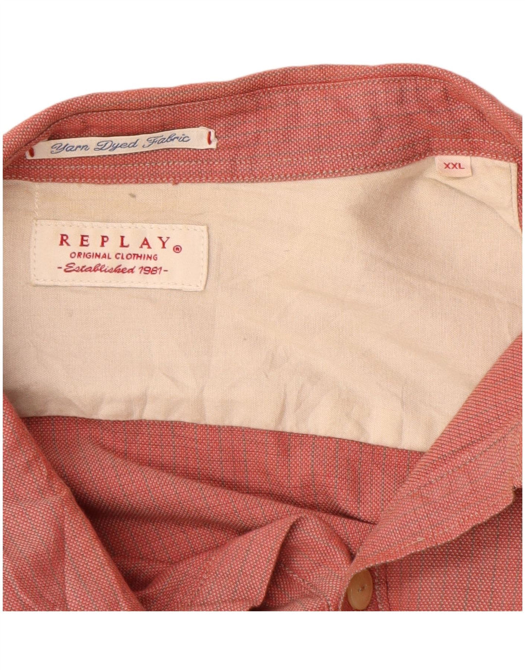 REPLAY Camisa Hombre 2XL Algodón Cuadros Rojos