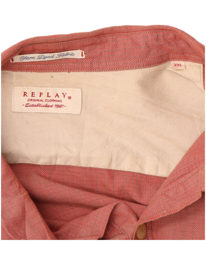 REPLAY Camisa Hombre 2XL Algodón Cuadros Rojos