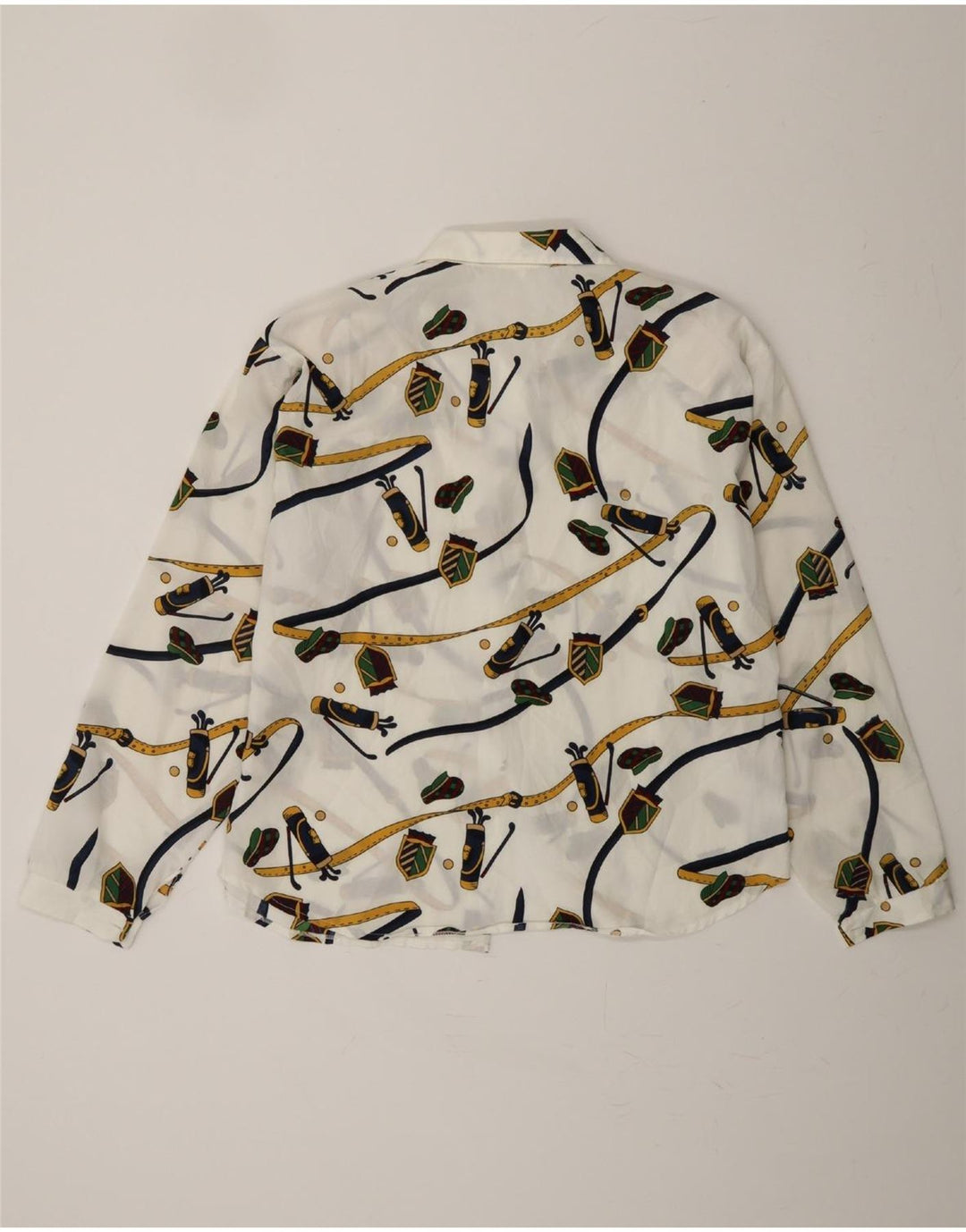 VINTAGE Womens Abstract Pattern Shirt IT 45 Large White Vintage Vintage and Second-Hand Vintage from Messina Hembry 