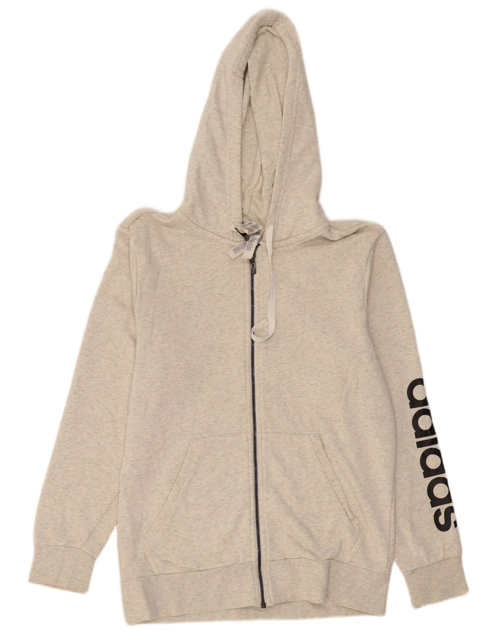 ADIDAS Sudadera con capucha y cremallera gráfica para hombre Algodón gris medio