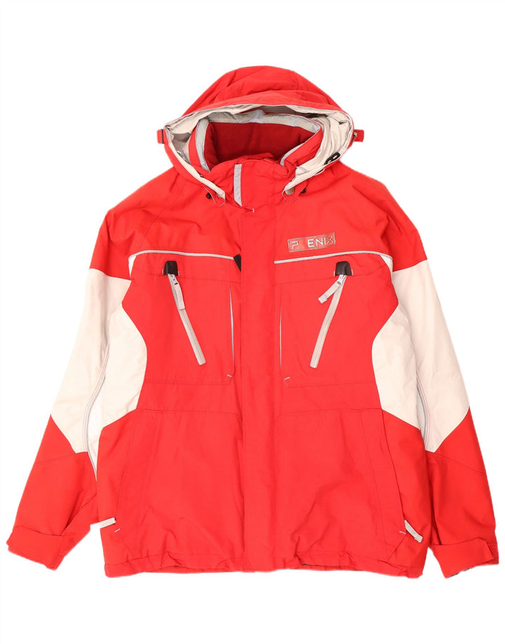 Phenix Chaqueta de esquí con capucha para hombre UK 40 Large Red Colourblock Nylon